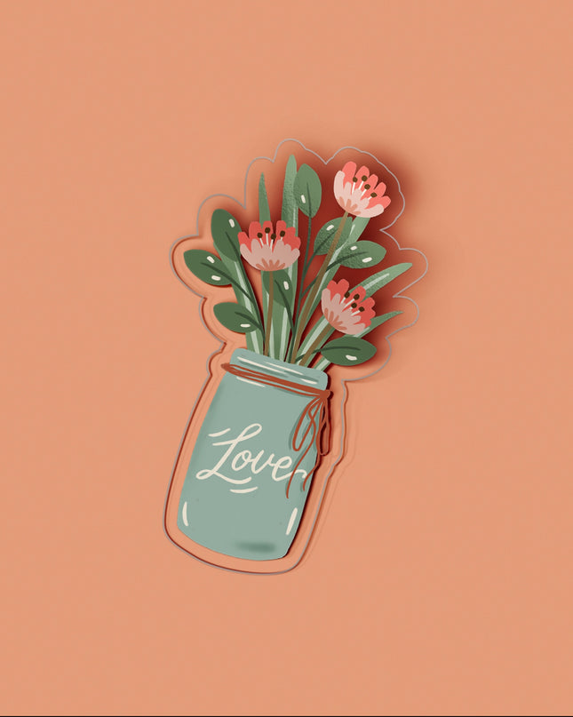 A Jar of Flowers Clear Sticker