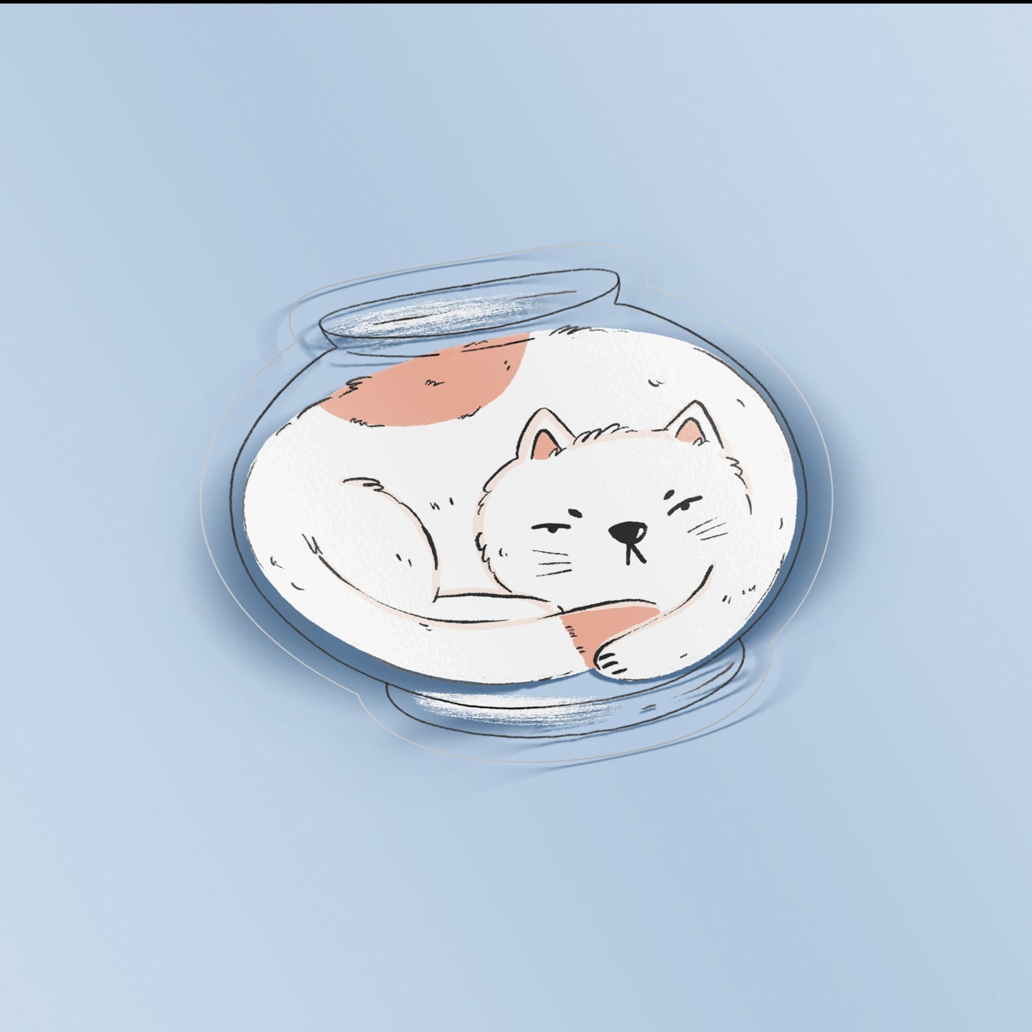 Cat in a Bowl Clear Sticker