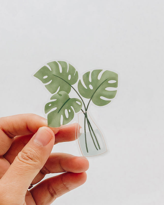 A Vase Of Monstera Clear Sticker