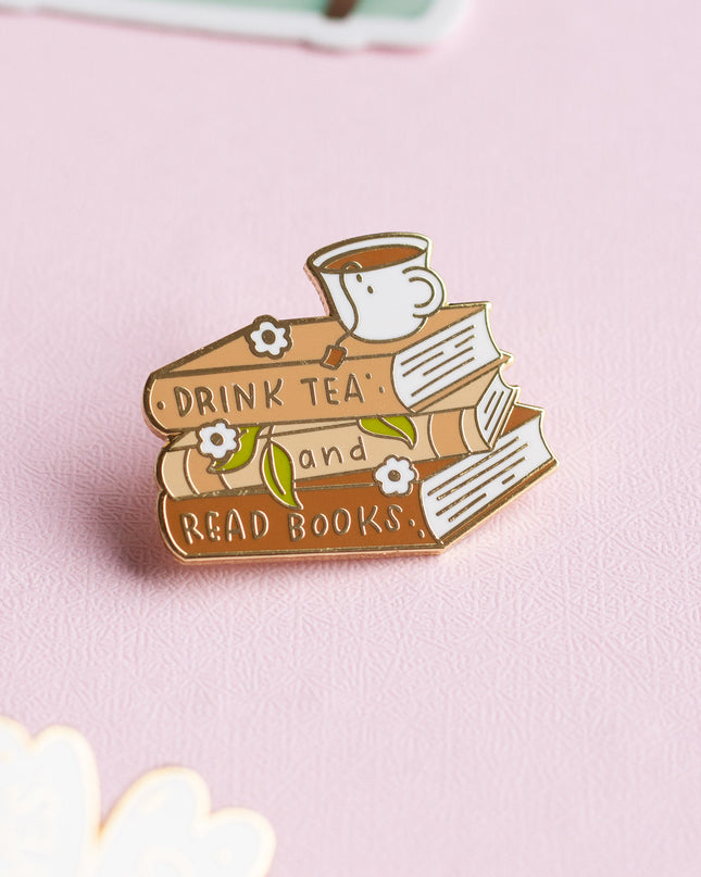 Tea and Books Enamel Pin
