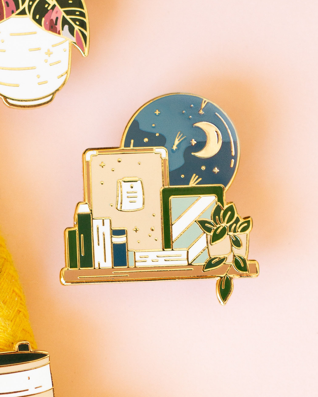 Goodnight Bookshelf Enamel Pin