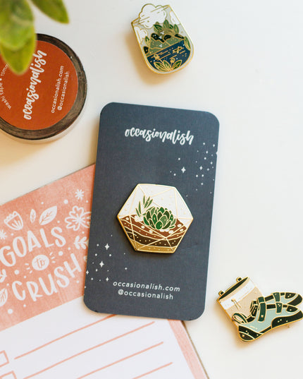 Succulent Terrarium Enamel Pin