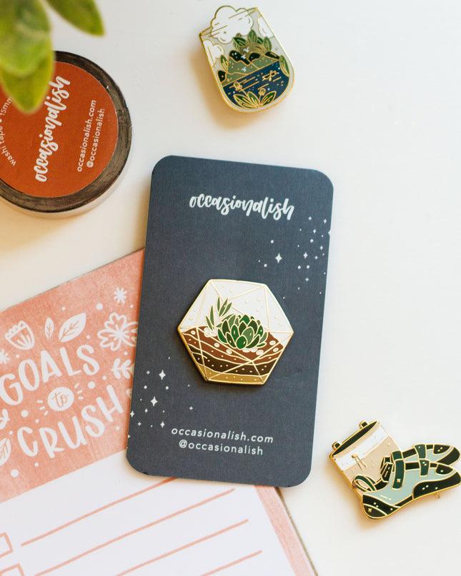 Succulent Terrarium Enamel Pin