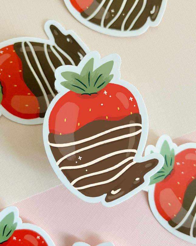 Chocolate Covered Strawberry Matte Vinyl Sticker